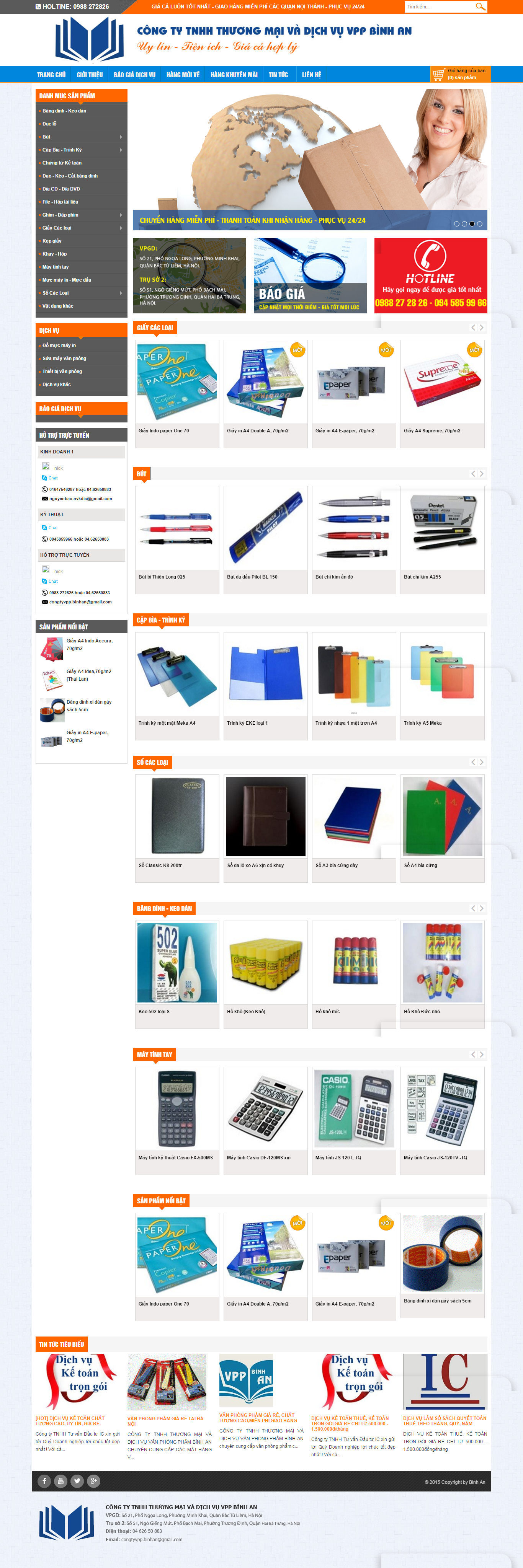 Thiết kế Web văn phòng phẩm vanphongphambinhan.com